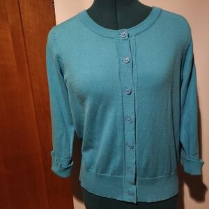 Used Women's Turquoise  Cardigan Sweater